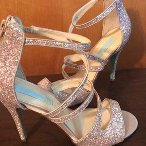 Betsey Johnson Pink Glitter Heels Size 10 Women